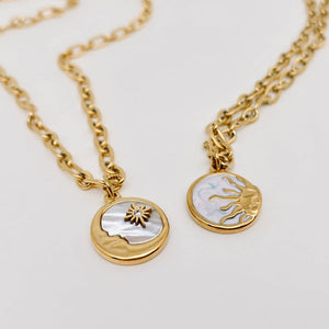 Moon Round Stainless Steel Pendant Necklace