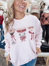 PRE-ORDER ETA 11/29 Festive Sips Martini Holiday Graphic Sweatshirt - Pink