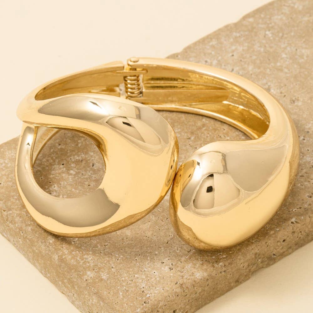 Abstract Metal Statement Bangle Bracelet - Gold
