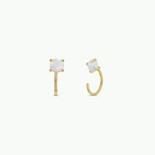 Huggies - White Opal - Gold Earrings