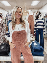 Cider Lane Terra Cotta Corduroy Barrel Overalls