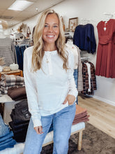 Maisie Textured Striped Long Sleeve Sweater with Button Detail - Ivory