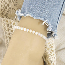 Colorful Rondelle Bead Stretch Beaded Anklet - Aqua