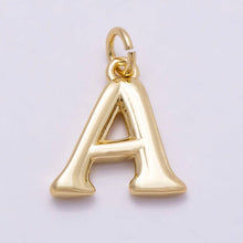 16K Gold Filled 14mm Minimalist Molten Alphabet Initial Letter Charm Bar | Charms-00908 ~ Charms-00933: Letters Set