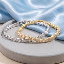 Oval Bezel Set Cz Line Tennis Bracelet: Gold