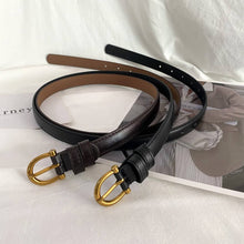 RETRO FASHION SIMPLE DECORATIVE THIN BELT - COFFEE