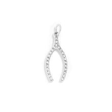 18K Gold PVD Stainless Steel Rhinestone Wishbone Charm Bar - Stainless Steel Silver