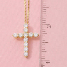 Cz Studded Cross Pendant Necklace - Gold