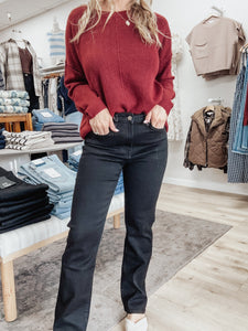 Anna High Rise Straight Leg Jeans - Black