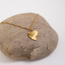 18K Gold PVD Stainless Steel Sunburst Heart Charm Bar - Gold