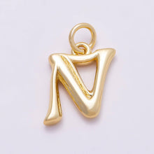 16K Gold Filled 14mm Minimalist Molten Alphabet Initial Letter Charm Bar | Charms-00908 ~ Charms-00933: Letters Set