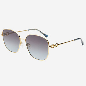 Lea Womens Round Sunglasses - Gold / Gradient Gray