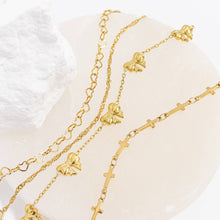 18K Gold PVD Stainless Steel Cross Chain Bracelet: Stainless Steel Silver