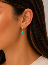 Teardrop Charm Hoop - Turquoise