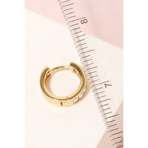 Rhinestone Studded Huggie Earrings - Silver
