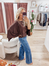 Tessa Butter Knit Cape Shawl Overlay Bodice Top - Chocolate