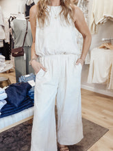 Bloom Floral Embroidered Soft Linen Elastic Waist Cropped Pant - Natural