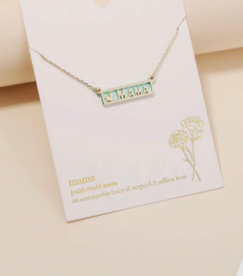 Heart Mama Print Pendant Necklace - Mint