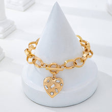 Crystal Heart Toggle Bracelet - Gold