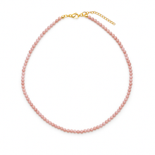 Natural Stone Beads Single Strand Necklace: Rhodonite Pink