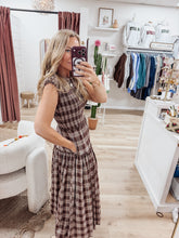 Autumn Lane Smocked Midi Dress - Brown Plaid