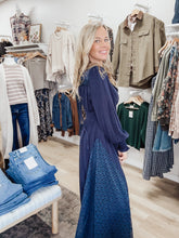 Midnight Riviera Lace Panel V Neck Maxi Dress - Midnight