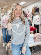 Hearts Entwined Knit Sweater - Grey