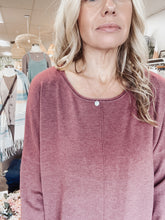 Sutton Crew Neck Pullover with Middle Seam Detail - Heather Wisteria