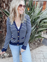 Nautical Inspired Blue and White Striped Cardigan