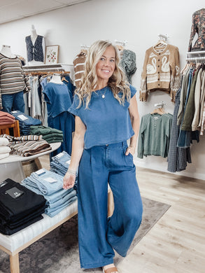 Sienna Dark Chambray Pant/Top Set