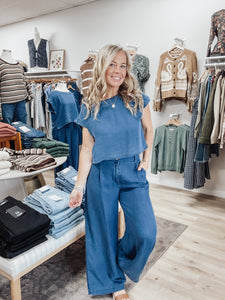 Sienna Dark Chambray Pant/Top Set