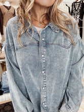 Willow Wash Long Sleeve Cotton Button Down Shirt - Indigo