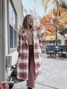 Rosy Plaid Long Jacket