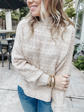 FINAL SALE Avery Cabled Mock Neck Long Sleeve Dolman - Taupe