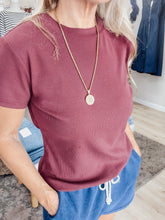 Annie Ribbed Tee - Maroon