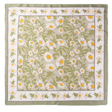 Spring Meadow Daisy Silky Feel Bandana Scarf - Olive