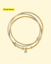 Stainless Two-Tone Interlocking Bangle Bracelet