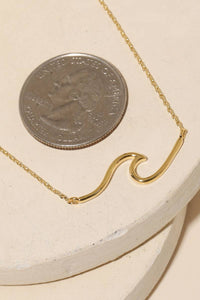 Dainty Wave Pendant Necklace - Gold