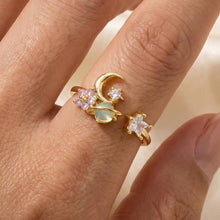 Gold Dipped Cz Celestial Open Ring: Gold