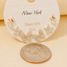 Secret Box Pave Butterflies And Stars Stud Earrings Set - Gold