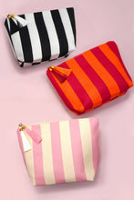 Striped Tassel Makeup Pouch - Pink/Ivory