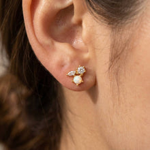 Mini Triple Rhinestone Stud Earring - Gold