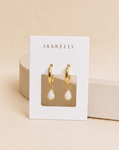 Teardrop Charm Hoop - White Opal