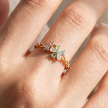 Gold Dipped Cz Multi Flower Ring: Gold