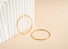 18K Gold PVD Stainless Steel Round Tube Hoop Earrings - Stainless / 25mm