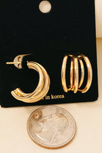 Five Line Hoop Earrings. Gold