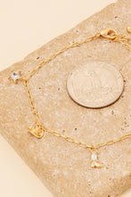 Cz Studded Mini Western Charms Chain Bracelet - Gold