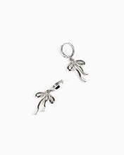 Droopy Bow Drop Huggie Earrings - Silver