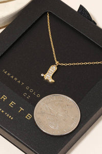 Secret Box Pave Western Cowboy Boot Pendant Necklace - Silver