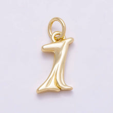 16K Gold Filled 14mm Minimalist Molten Alphabet Initial Letter Charm Bar | Charms-00908 ~ Charms-00933: Letters Set